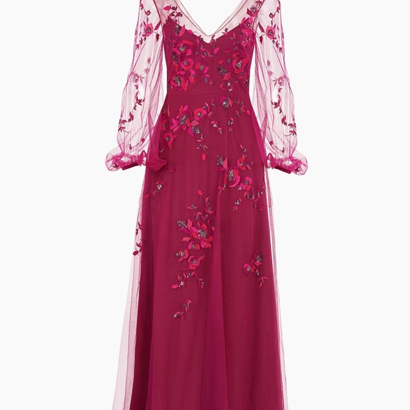 Theia Adora Embroidered Tulle Gown, Color: Fig, Size:14 - Picture 2 of 9